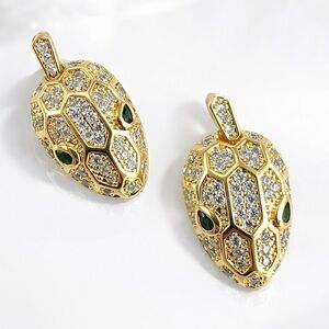 Snake Viper Earrings with Green Accents
